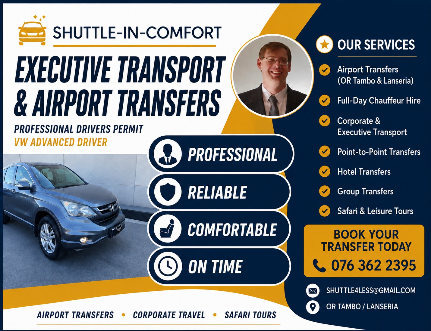 Shuttle-In-Comfort executive transport and airport transfer advert